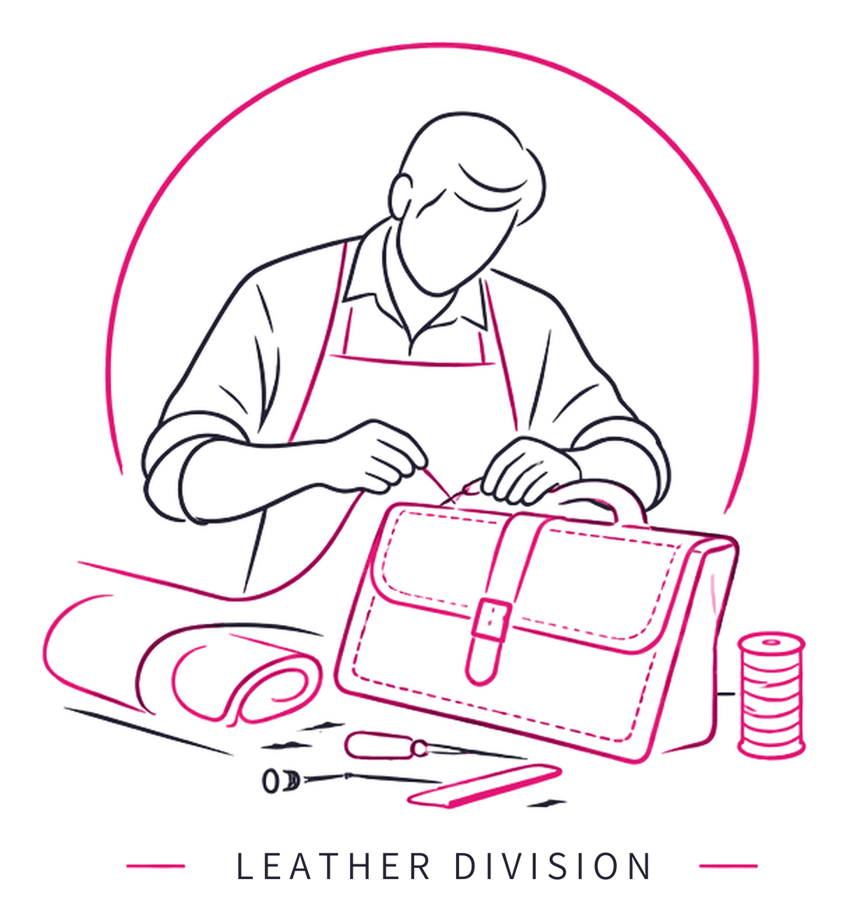 GB EXIMP Leather Division: artisan stitching an executive leather bag